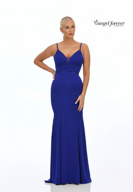 Angel Forever Royal Blue Fitted Jersey Prom Dress / Evening Dress